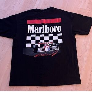 Vintage 90s Marlboro Al Unser Jr Indy Car Racing Tshirt XL Hanes Heavyweight